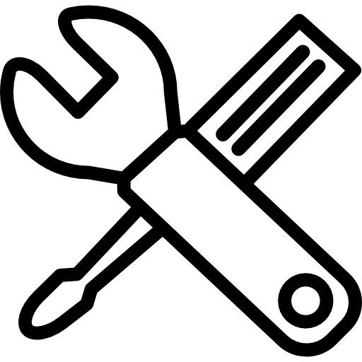 Wrench and screwdriver crossed